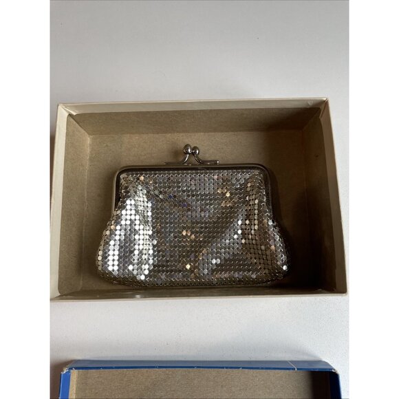 Vintage Whiting & Davis Silver Mesh Coin Purse Kiss Lock Art Deco Luxury W/ Box - Picture 7 of 7